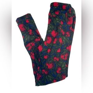 LulaRoe Navy Green‎ Tomato Leggings